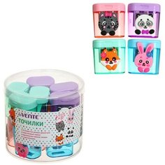 Точилка 2 отверстия с контейнером, deVENTE, 100% Cute, микс