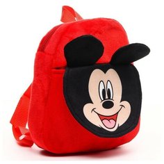 Рюкзак плюшевый, на молнии, с карманом, 19х22 см, Микки Маус Disney