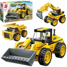 Конструктор Qman серия Unlimited Ideas 3в1 Трактор или экскаватор или самосвал 203 детали 42110q
