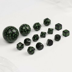 Набор кубиков для D&D (Dungeons and Dragons, ДнД) "Время игры", серия: D&D, 15 шт, зеленые
