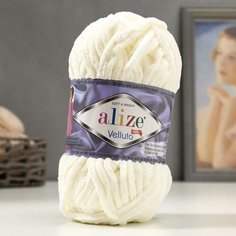 Пряжа "Velluto" 100% микрополиэстер 68м/100гр (62 молочный) Alize