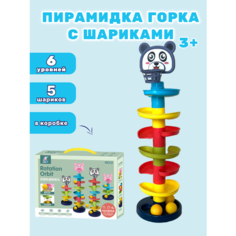 Развивающая игрушка пирамидка для малышей горка с шариками Кот Bovo M