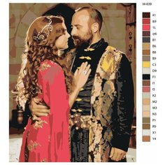 Картина по номерам W-639 "Сериал - великолепный век. Мерьем Узерли - xюррем Султан и xалит Эргенч - Султан Сулейман" 80x100 Brushes Paints