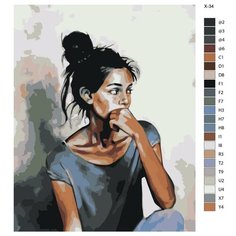 Картина по номерам X-34 "Девушка с пучком" 80x100 Brushes Paints