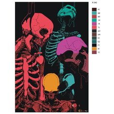 Картина по номерам x-342 "Кислотные скелеты" 70x110 Brushes Paints