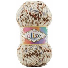 Пряжа Alize Verona белый-рыжий-коричневый-джинсовый (7807), 100%акрил, 210м, 100г, 1шт