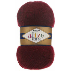 Пряжа Alize Angora Real 40 бордовый (57), 60%акрил/40%шерсть, 430м, 100г, 1шт