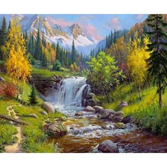 Картина по номерам на холсте 40*50 см "Горный ручей" Нет бренда