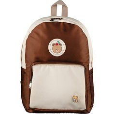Рюкзак №1 School бежевый, эмблема мишка