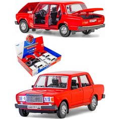Машинка металлическая 1:24 ВАЗ-2107 Жигули, 18 см, инерционная, звук, свет / Красный Denco.Store