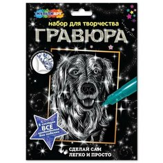 Набор для дет творчества гравюра 18*24 см, ретривер, серебро Opt Baza