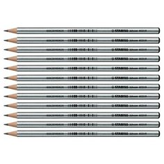 Карандаш чернографитный простой HB STABILO Schwan Silver, серый корпус (12шт)