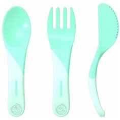 Набор приборов Twistshake (Learn Cutlery). Пастельный зелёный (Pastel Green). Возраст 6+m. Арт. 78201