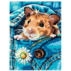Картина по номерам, "Живопись по номерам", 45 x 60, A53, хомяк, маленький, карман, цветок, лето, животное, домашний