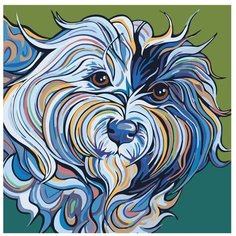 Картина по номерам, "Живопись по номерам", 72 x 72, A143, собака, рисунок, поп-арт, животное
