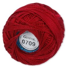 Пряжа "GAMMA" Ирис 100% хлопок Цвет: 0709 - Темно-красный (10 шт, х 10г. х 82 м)