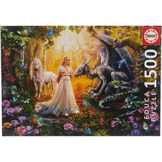 Пазл Educa Дракон, принцесса и единорог (17696), 1500 дет.