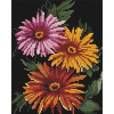 Алмазная мозаика Белоснежка "Герберы" / Набор алмазной мозаики 20х25 см / На холсте / Полная выкладка / Цветы