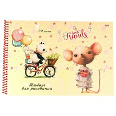 Альбом для рисования А4 32л. Панда И мышонок (32-5145) цветной спирали, офсет Проф Пресс