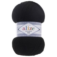 Пряжа для вязания Alize "Lanagold 800", цвет: черный (60), 800 м, 100 г, 5 шт