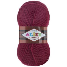Пряжа для вязания Alize "Lanagold Fine", цвет: темно-красный (390), 390 м, 100 г, 5 шт