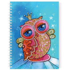 Color kit/Тетрадь/ Алмазная живопись на тетраде /Школьные принадлежности/Алмазная мозаика тетрадь Совушка, клетка 48 листов TR004