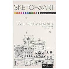 Скетч карандаши цветные "SKETCH&ART" 12 ЦВ. в металлической коробке, Арт. 30-0040 Bruno Visconti