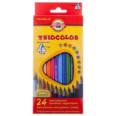 Карандаши цветные 24 цвета Koh-I-Noor Triocolor (L=175мм, D=7мм, d=3.2мм, 3гр) картонная упаковка (3134024004KSRV), 6 уп.