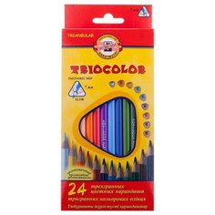 Карандаши цветные 24 цвета Koh-I-Noor Triocolor (L=175мм, D=7мм, d=3.2мм, 3гр) картонная упаковка (3134024004KSRV), 6 уп.