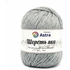 Пряжа для вязания Astra Premium Шерсть яка (Yak wool), 100 г, 120 м (+/-5%) (25% шерсть яка, 50% шерсть, 25% фибра) (20 перламутровый), 2 мотка