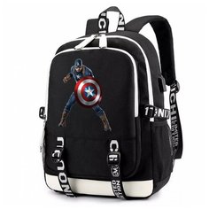 Рюкзак Капитан Америка (Avengers) черный с USB-портом №2 Noname