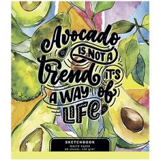 Скетчбук, белая бумага 120 г/м2, 170х195 мм, 60 л, гребень, SoftTouch, выборочный лак, "Авокадо", 97750 - 5 шт. Полотняно Заводская Бумажная Мануфактура
