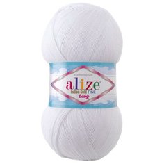 Пряжа Alize Cotton Gold FINE baby (Коттон Голд Файн Беби) 5шт 55 белый 55% хлопок, 45% акрил 100г 470м