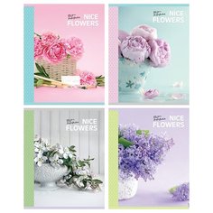 Тетрадь 48л, А5, клетка Greenwich Line "Nice flowers", матовая ламинация, выборочный уф-лак, 70г/м2