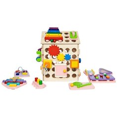 Бизидом "Конструктор розовый" 23 игрушки в одном доме, меняют локацию Magwoodtoys