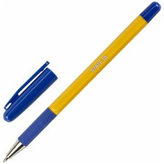 Комплект 50 шт, Ручка шариковая с грипом STAFF "Basic BP-14 Orange", синяя, узел 0.7 мм, линия письма 0.35 мм, 143747
