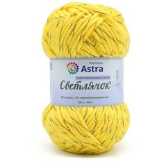 Пряжа для вязания Astra Premium Светлячок светоотраж. (Reflective) 100гр 90м (84% акрил, 16% светоотраж. нить) (350 желтый), 2 мотка