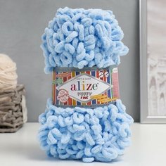 ALIZE Пряжа "Puffy fine" 100% микрополиэстер 14,5м/100г (218 голубой)