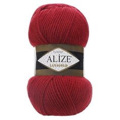 Пряжа Alize Lanagold (Ализе Ланаголд) - 3 мотка 56 красный 49% шерсть, 51% акрил 240м/100г