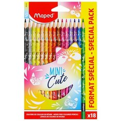 Карандаши цветные 18 цветов, пластик, трехгранный Mini Cute Maped 862202 - 1 шт.