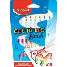 Фломастеры-кисть 10 цв. MAPED BRUSH, в картоне