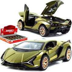 Металлическая машинка 1:32 «Lamborghini Sian FKP 37» свет и звук, инерционная / Бронзовый Double Horses