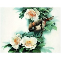 Алмазная мозаика на холсте 15х20 Птица на ветке, 16 цветов DIY