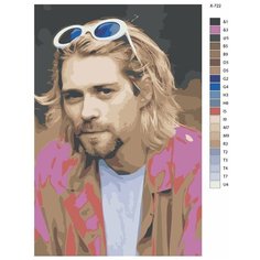 Картина по номерам X-722 "Рок музыкант Kurt Cobain (Курт Кобейн)" 50х70 Brushes Paints