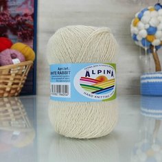 Пряжа ALPINA WHITE RABBIT, ALPINA, молочный - 260, 55% пух кролика, 45% нейлон, 2 мотка, 50 г, 300 м.