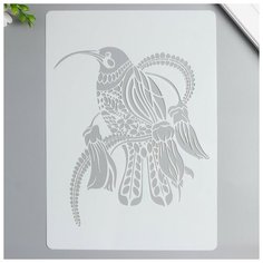 Трафарет пластик "Птица в узорах" 29,7х21 см Noname