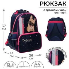 Рюкзак школьный, 37 х 26 х 13 см, эргономичная спинка, Calligrata ОРТ Funny