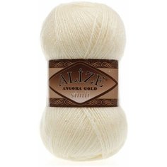Пряжа Alize Angora Gold Simli (Ангора Голд Сим) 67 молочно-бежевый 20% шерсть, 5% металлик, 75% акрил 100г 500м 2шт