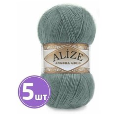 Пряжа для вязания крючком, спицами Alize Ализе Angora Gold, тонкая, акрил/шерсть, цвет 164, бирюзовый, 5 шт. по 100 г, 550 м