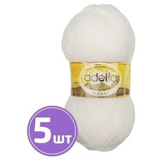 Пряжа Adelia LEDA (210), белый, 5 шт. по 100 г